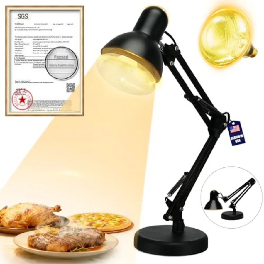 Portable Food Heat Lamp - [Foldable Design] [3S Quickly Heating] Food Warmer Light, Commercial Heat Lamp for Food, Catering War
