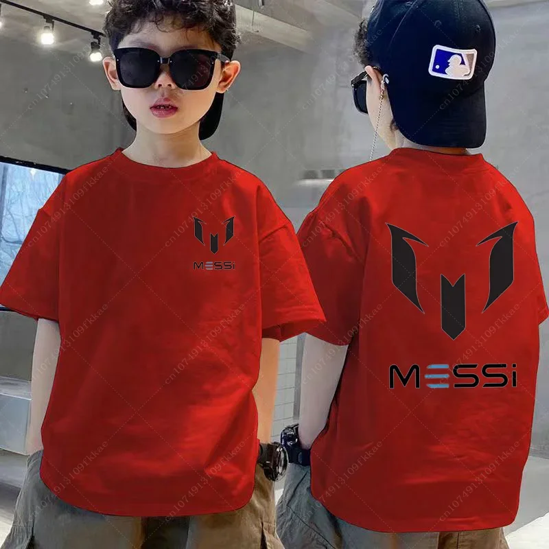 Children\'s Summer Casual Short-sleeved Personalized T-shirt Messi Tshirt Kids Boys Clothing Black Tops Boys Girls Soccer Fan Tee