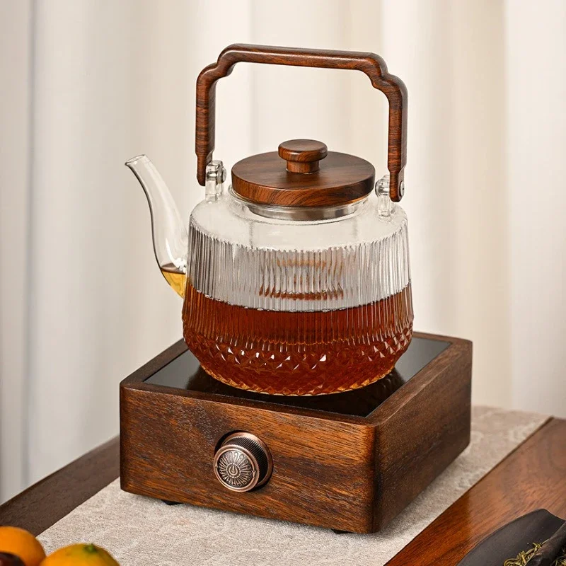 1200ML Large Capacity Glass Kettle Tea Pot Electric Ceramic Stove Steaming and Boiling Integrated Handle Kettle for Tea Brewing