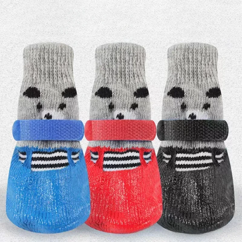 4PCS/set Outdoor Sports Waterproof Socks for Dogs, Chihuahua Pet Socks Anti Slip and Wear-resistant Shoes and Socks for Cats,