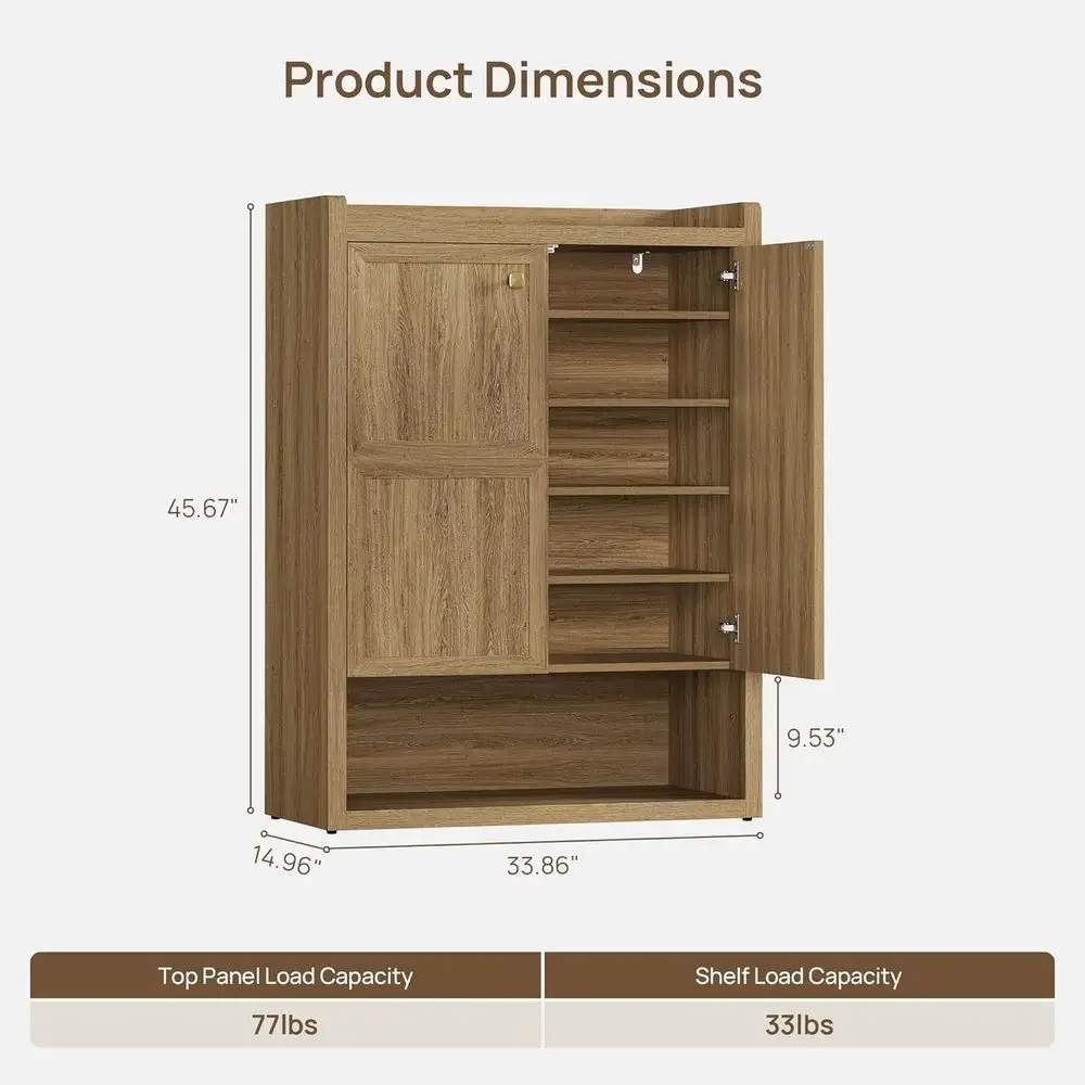 

Special Offer48-Pair Large 7-Tier Shoe Storage Cabinet With Adjustable Shelves, Brown Oak Finish For Entryway Or Hallway