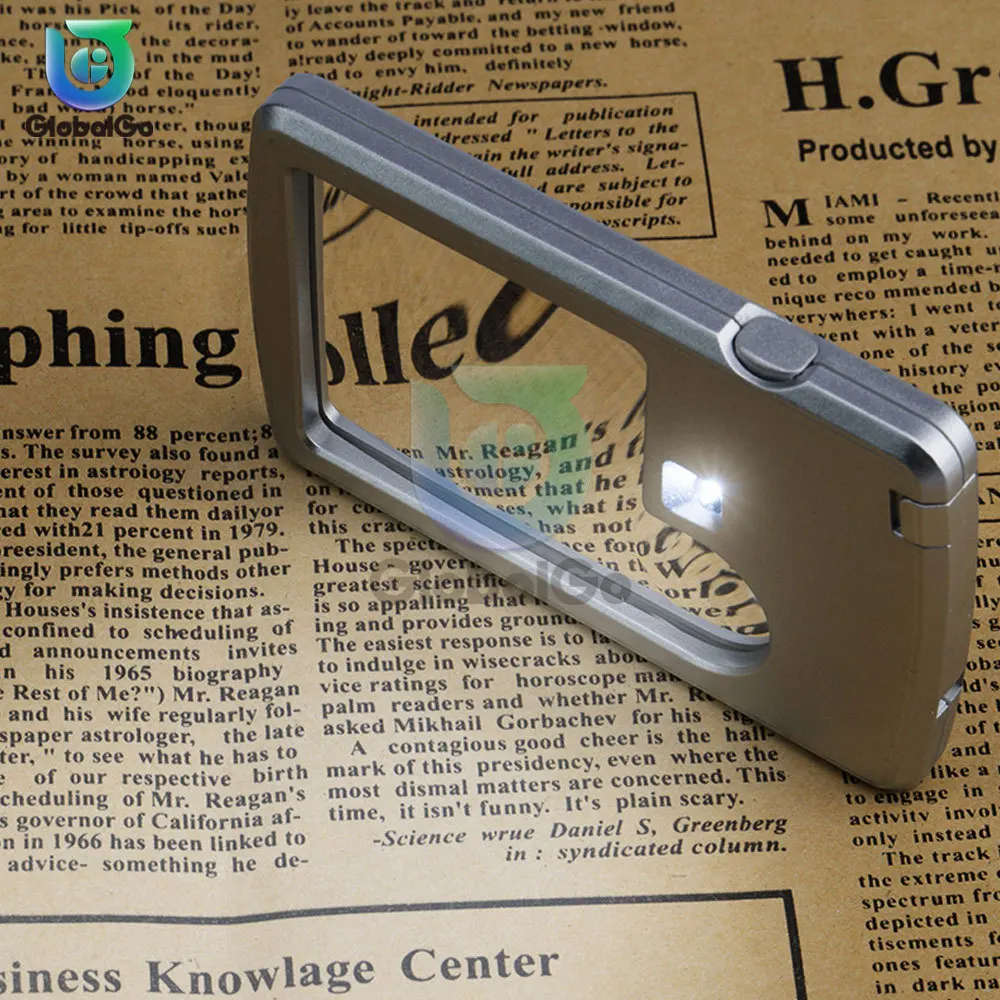 3X 6X Mini Credit Card Led Magnifier Loupe With Light Leather Case Magnifying Glass Ultra-Thin Portable Square With LED Light