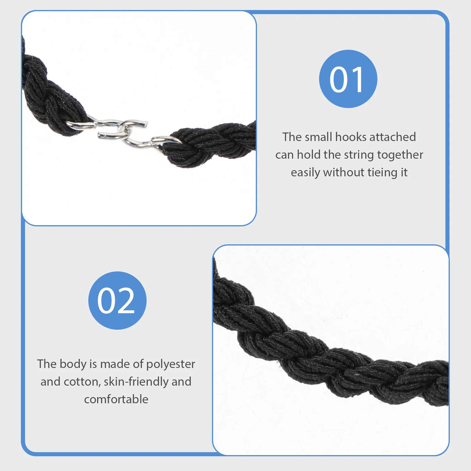 

3 Pairs Black Leggings Rope Trouser Belt Elastic Portable Outdoor Camping Accessories S proof Insectproof Hair Styling Tool