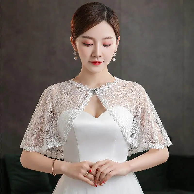 

Short Lace Shoulder Wrap Coat for Women Summer Versatile Thin New Bride Dress Outer Cardigan Plant Floral Decorative Women