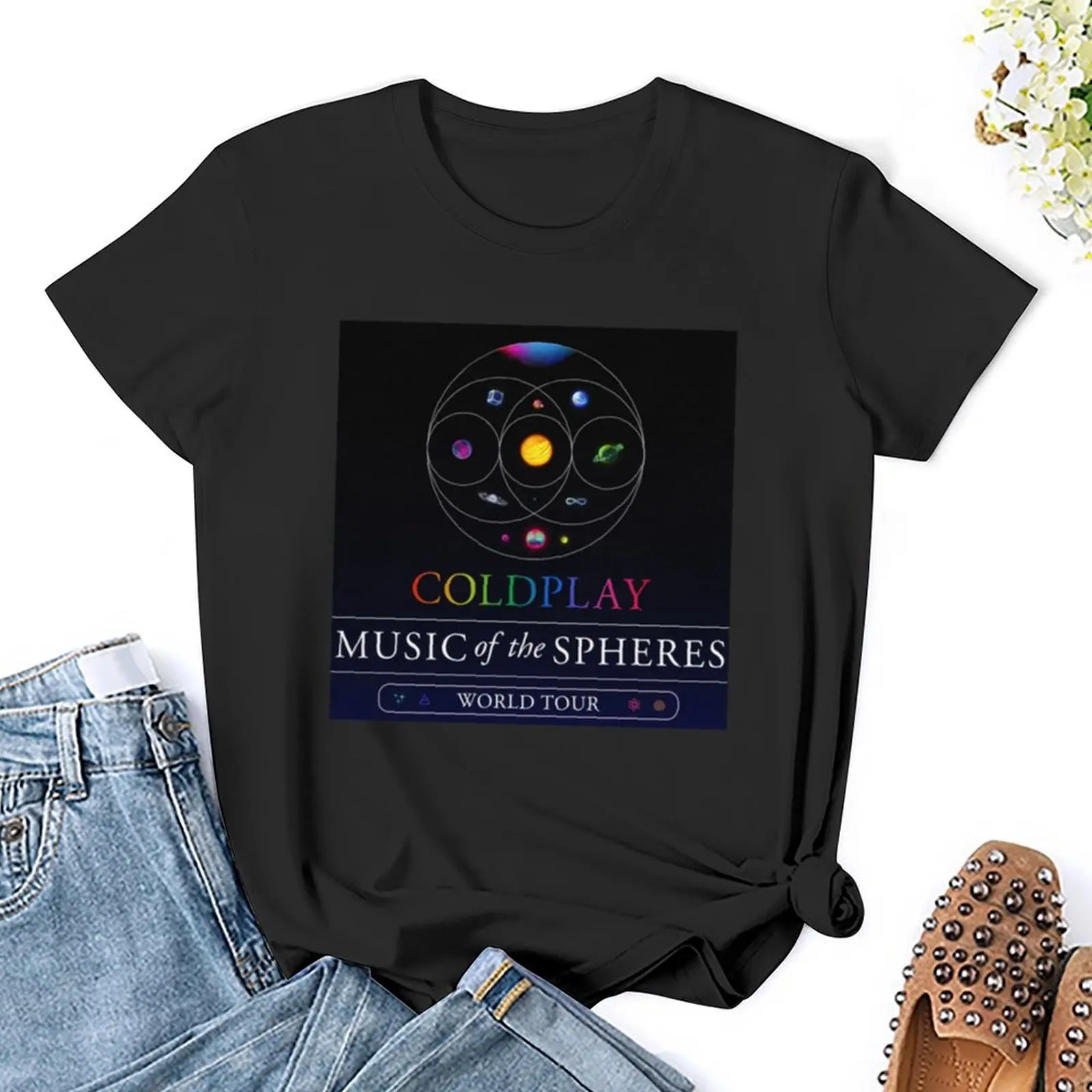 Kalte Musik die Kugeln spielen Weltreise Kristall T-Shirt Sommer Tops lustige Sommer Damen bekleidung