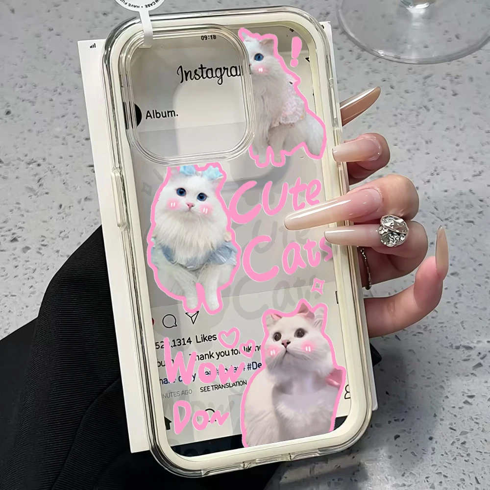 Pink Kawaii Cat Candy Color 2in1 Phone Case For Samsung Galaxy S26 Ultra S25 S23 FE S24 Plus A57 A56 A54 A55 A17 A16 A07 Cover