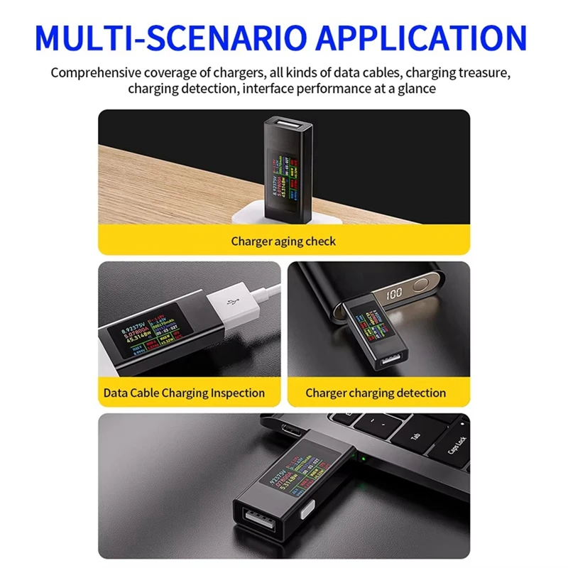 ABBN-6-In-1 Multi-Function DC Voltage Ammeter Power Meter Digital Display Curve Measurement USB Cell Phone Charging Tester