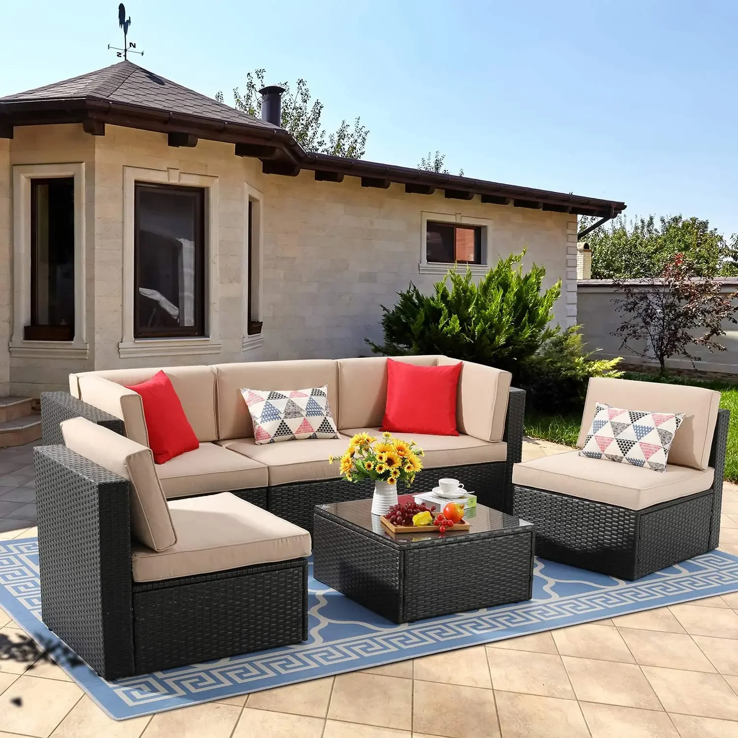 

Outdoor Garden Furniture Waterproof Sofa Rattan Chair Set