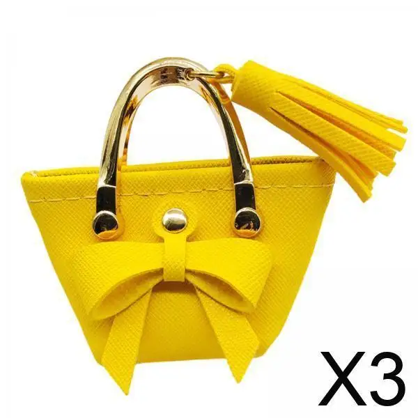 

3x1/6 Scale Dolls Handbag Dollhouse Ornament PU Leather for 12" Dolls DIY Gift Yellow