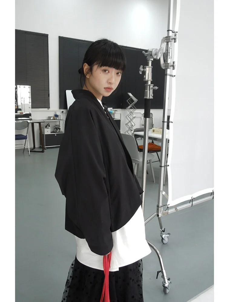 

Женское пальто Island Night из смесовой шерсти с цветочным принтом, с длинными рукавами, в японском стиле, с одной пуговицей, модель Bouffant Jaet