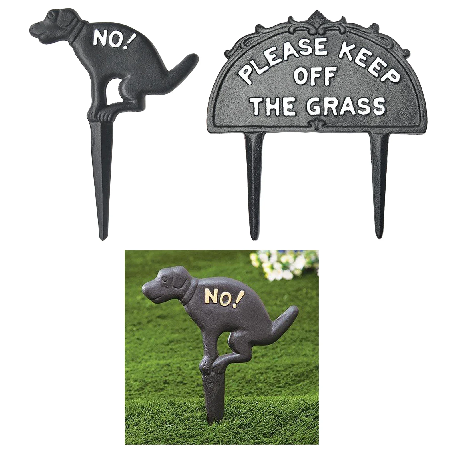 Dog Poop Sign Inserted European American Grass for Home Garden Decoration