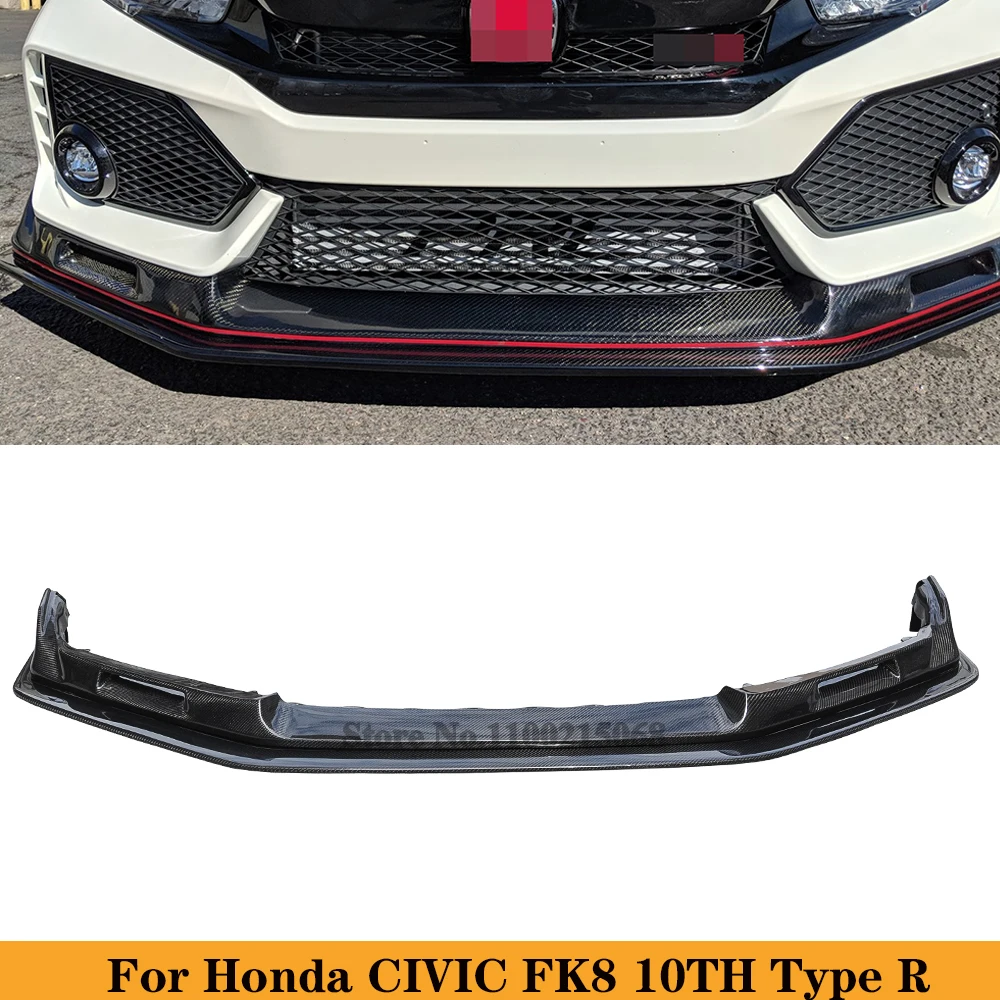 

Для Honda Civic 10TH FK8 Тип-R Верхняя и нижняя губы из углеродного волокна передний бампер подбородок губы спойлер Стайлинг автомобиля