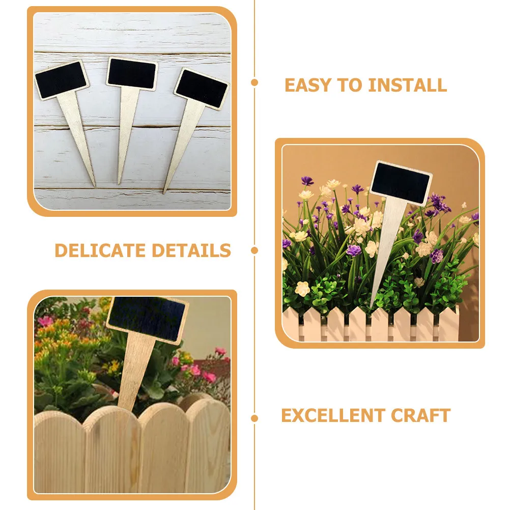 18Pcs Wooden Message Blackboards Chalkboard Stakes for Flowerpots Plant Labels Garden Stake Tags Home Gardening Decorative Signs