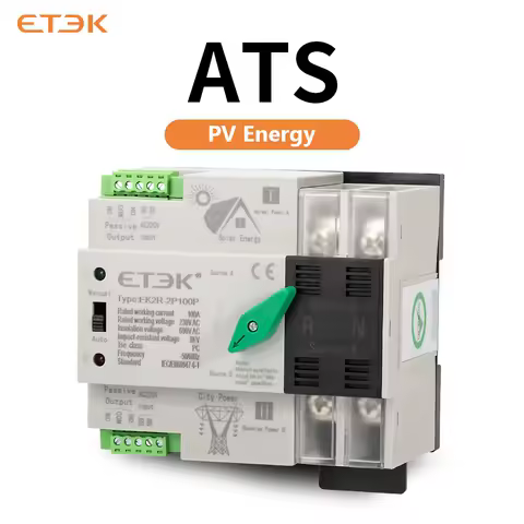 ETEC Single Phase 100A 220VAC PC class Automatic Transfer Switch City Grid-PV Energy And Inverter EK2R.