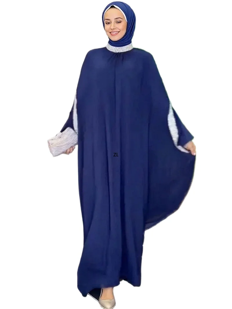 

\Женская одежда с перекрестной каймой, мусульманское вечернее платье из шифона и бисера, африканское платье больших размеров 0022