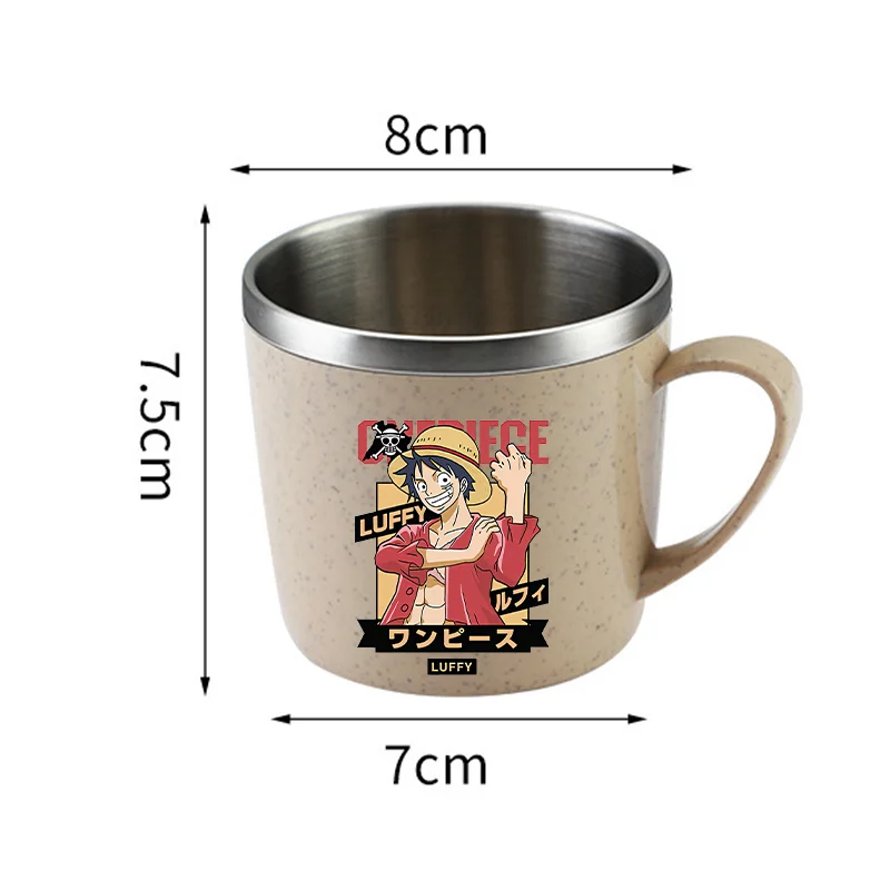 One Piece Water Cup Cartoon Anime Print Stainless Steel Drinking Glass Luffy Double Layered Heat-resistant Coffee and Milk Mug view 3
