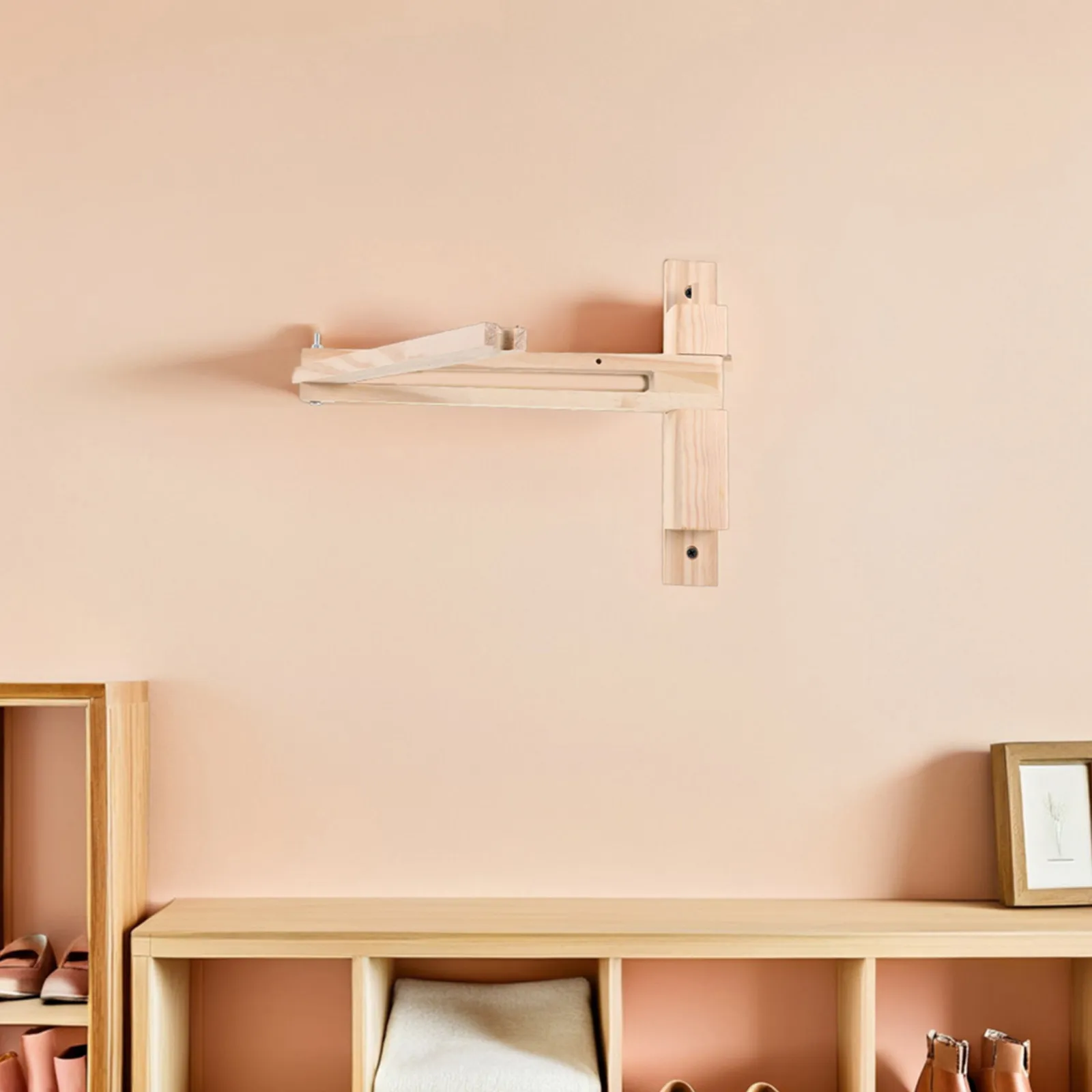 2 Pcs Folding Wall Mounted Light Stand Hanging Lamp Indoor Adjustable Bracket Beige Decorative Brackets for Shelves Wood