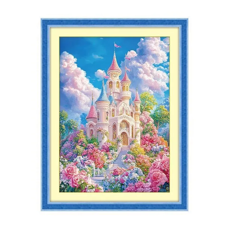 

11CT Castle Embroidery DIY Chinese Style Printed Kits Cross Stitch Thread Needlework Sets Home Crafts