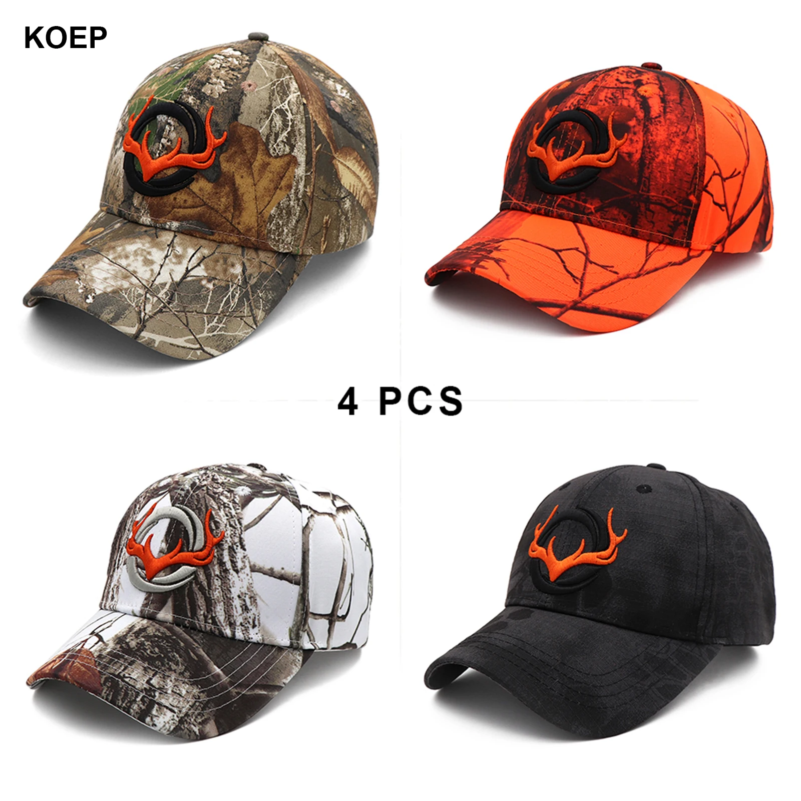 KOEP New Camo Baseball Cap Fishing Caps Men Outdoor Hunting Camouflage Jungle Hat 3D Deer Embroidery