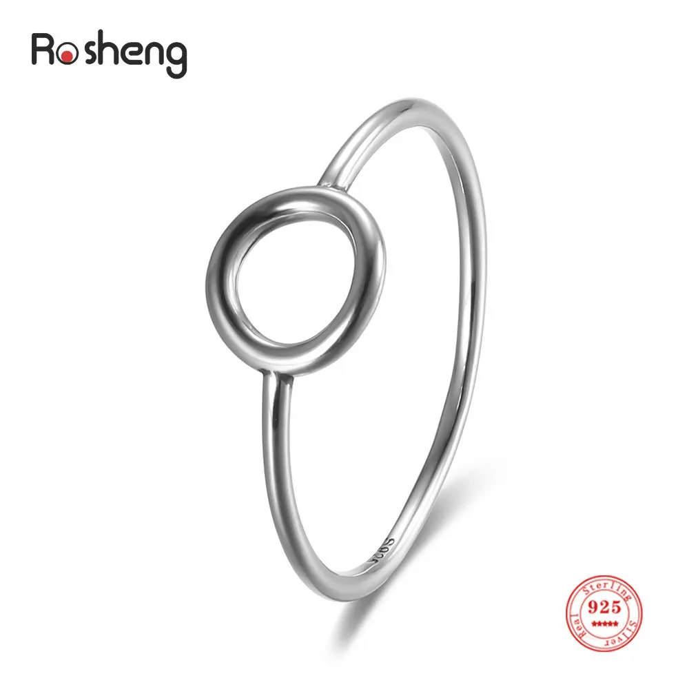 925 Sterling Silver Round Hollow Finger Ring Fashion Simple Trendy Fine Jewelry Gift Oxidized Rings for Women