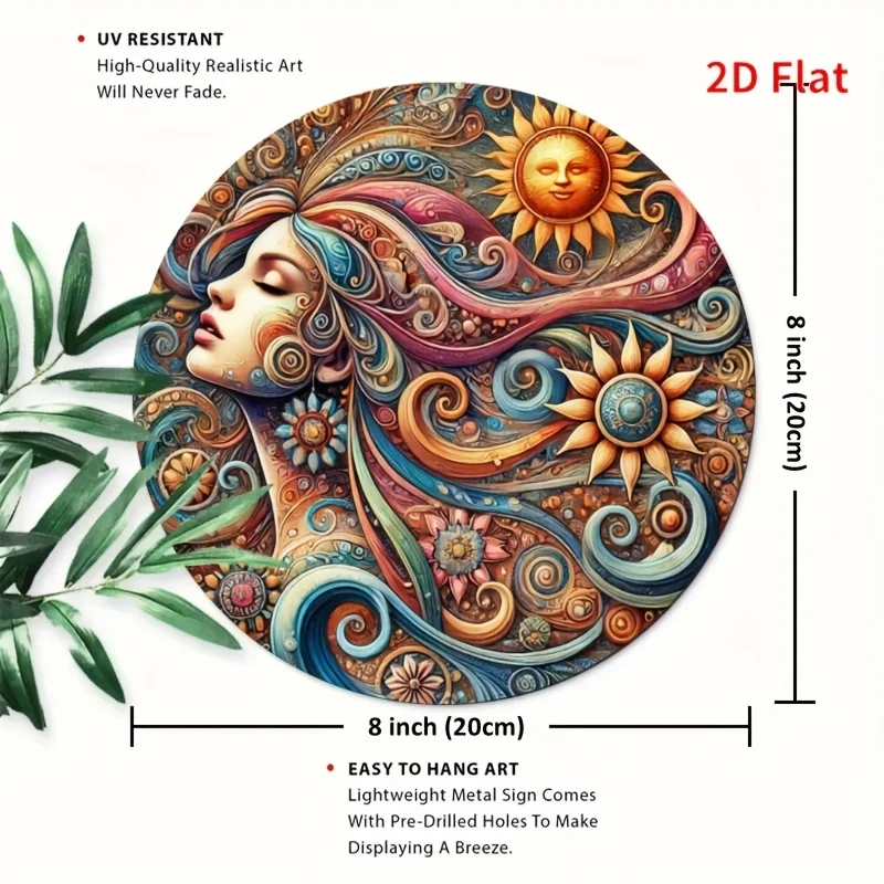 2D Flat Print, 1pc, Bohemian Style, Stylish Round Wall Trim with a Striking Aesthetic - Perfect for Living Rooms, Terraces, Home