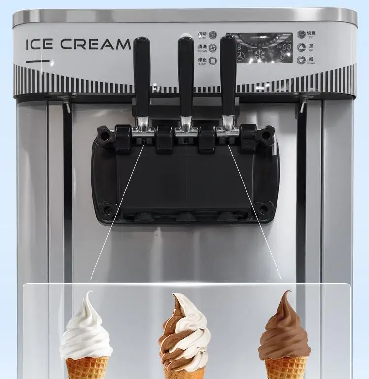 

Commercial Ice Cream Machine LED Screen Ice Cream Maker Machine 3 Flavours 3 Mix Soft Ice Cream Machine