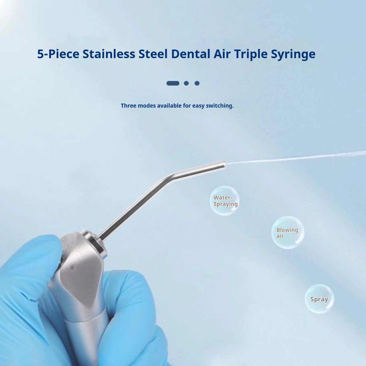 

5pcs Stainless Steel Dental Air Triple Syringe 3-Way Dental Air Water Spray Syringe Nozzle for Teeth Whitening Tips