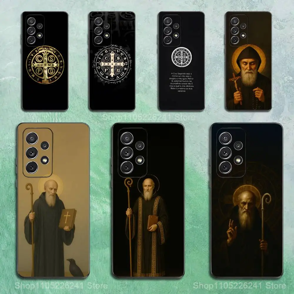 

Saint B-Benedict OF N-Nursia Phone Case For Samsung S9,S10,S20,S10,S21,S25,S24,S23,Ultra,FE,Plus,Lite,Soft Silicone Black Cover