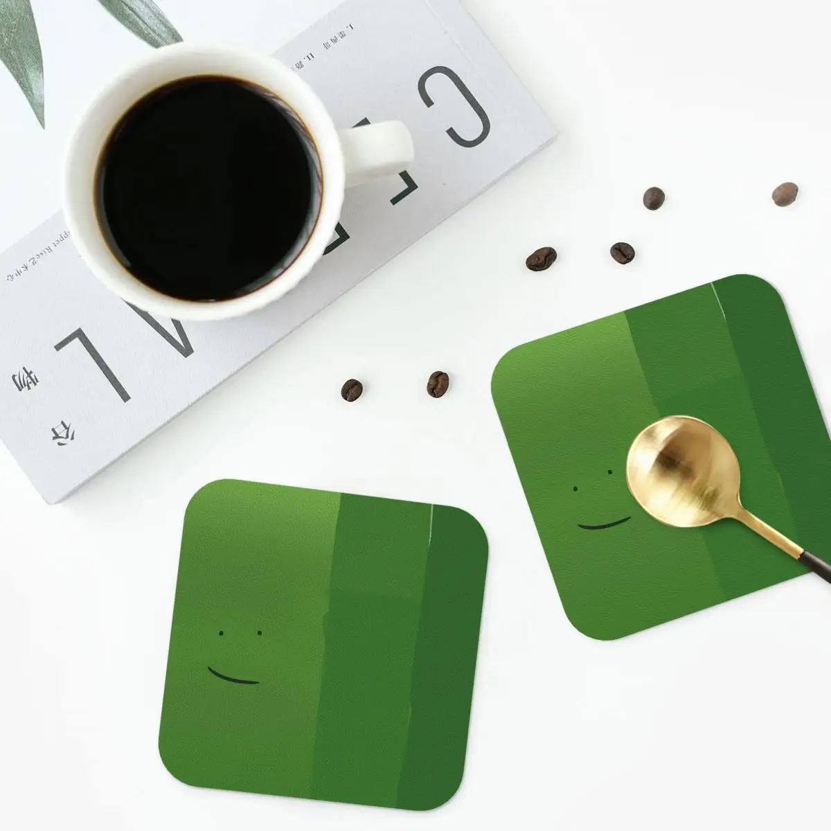 Liam Plecak From HFJone (SMILE) Coasters PVC Leather Placemats Non-slip Coffee Mats for Home Kitchen Dining Pads Set of 6