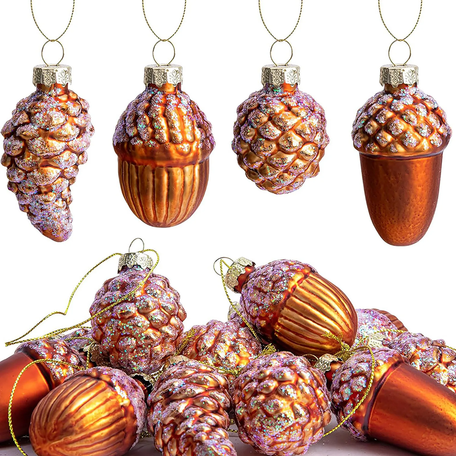 Christmas Tree Ornaments 12 Pcs Christmas Glass Pinecone Ornaments Christmas Pinecone Glass Blown Ornaments Fall Adornos Navidad