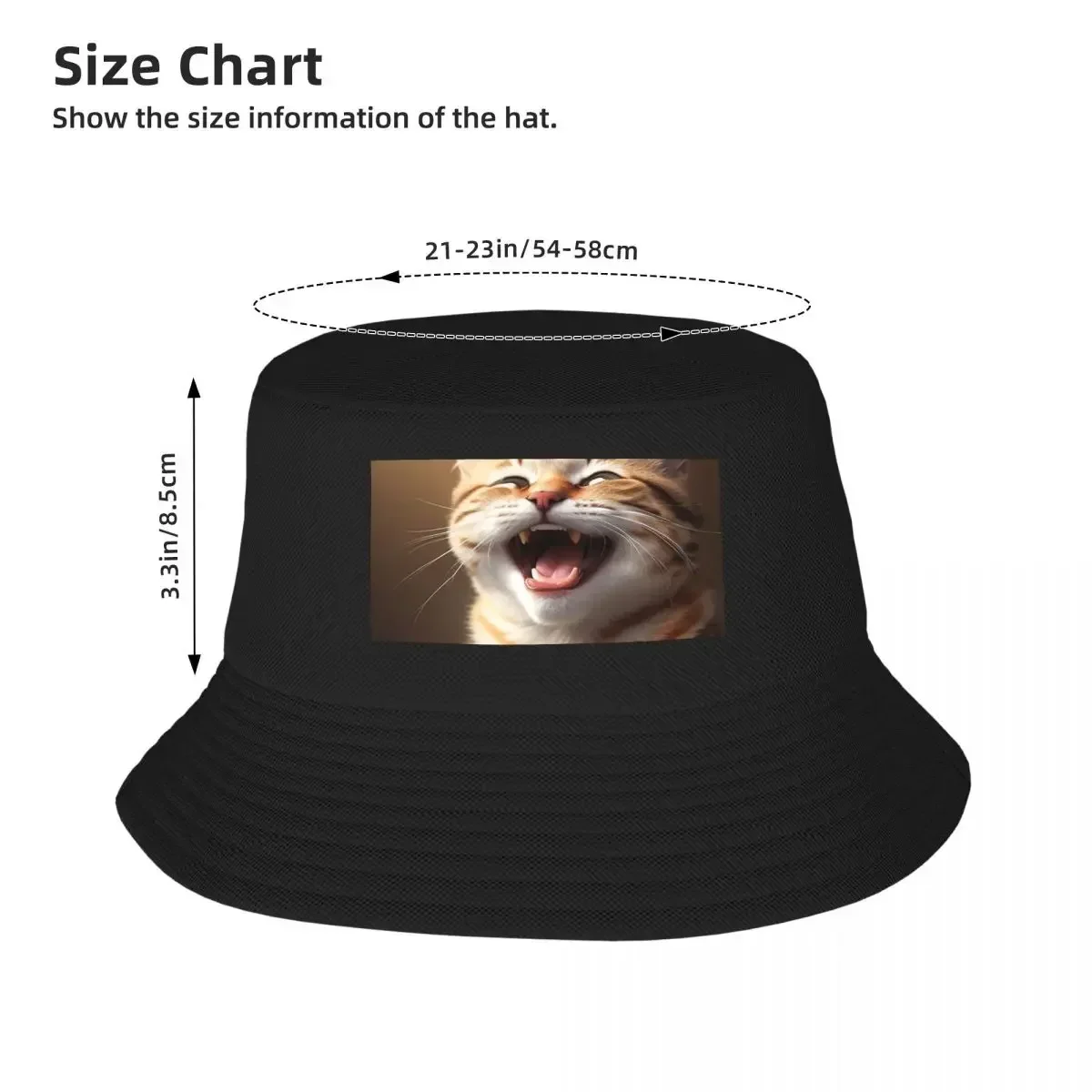 يضحك القط ميمي دلو قبعة بنما للأطفال بوب القبعات في الهواء الطلق صياد القبعات الصيف شاطئ الصيد قبعات للجنسين #3