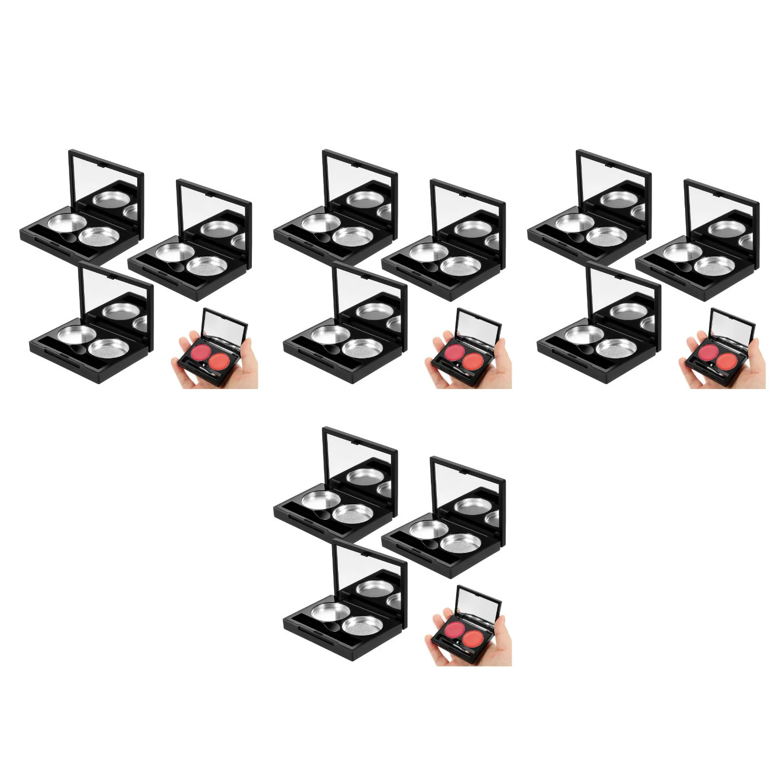 

Portable Eyeshadow Case Double Box Blush Girls Supply Storage Black Organizer Makeup Cosmetics