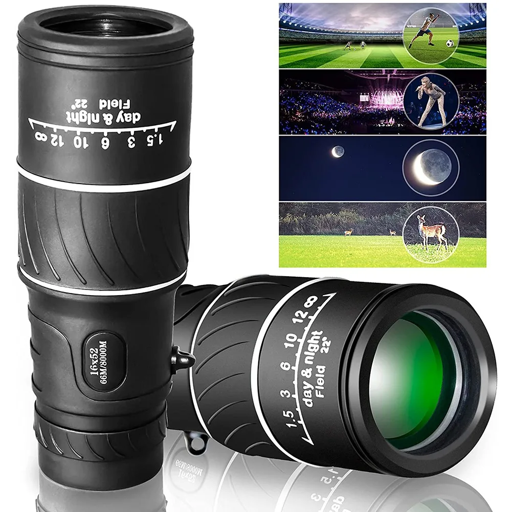 A29Z-مقاوم للماء 16X52 أحادي التركيز المزدوج البصريات التكبير تلسكوب، مناظير صغيرة قابلة للتعديل لمشاهدة الطيور والصيد