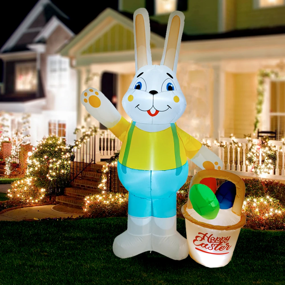 

Rabbit Flower Basket Inflatable Doll Easter Decorations Easter Inflatable Model Courtyard Decoration Indoor and Outdoor