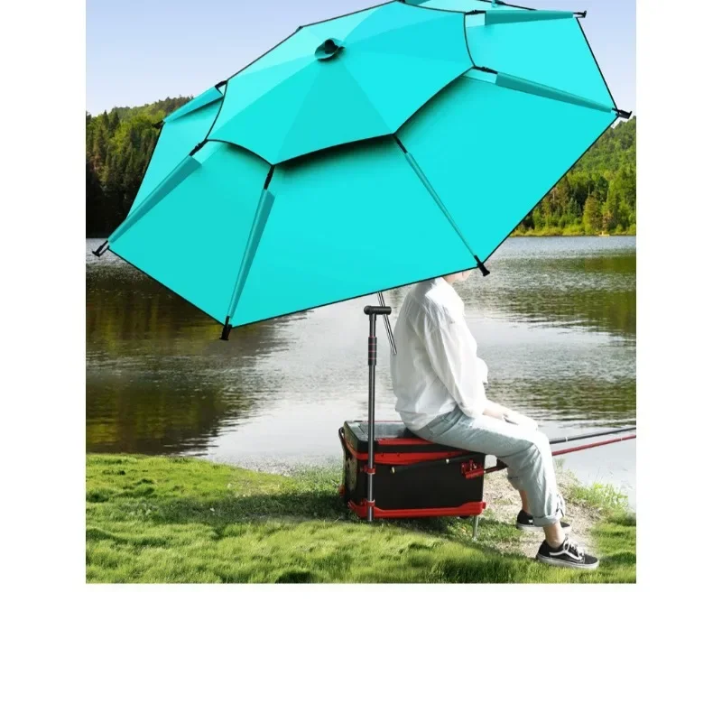 Protection Waterproof Upgraded Black Coating Outdoor Fishing Umbrella Heavy Portable Durable Without a baseDuty Double Layer UV