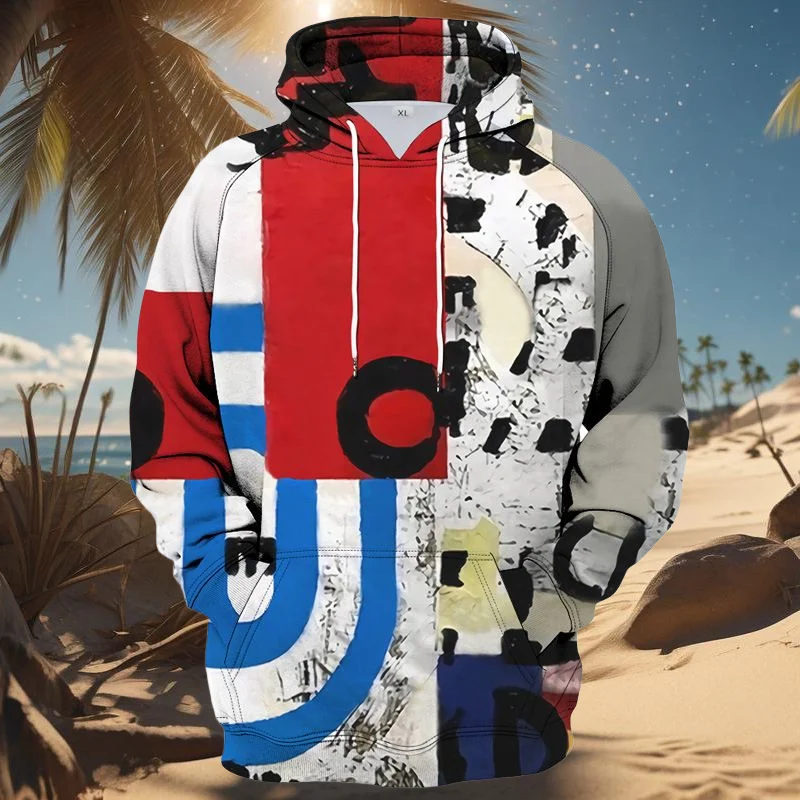 

New Fashion Trend Printed Long Sleeve Hoodie Men's Casual Sweatshirt Breathable Quick Drying Versatile Crew Neck Sweater Moto