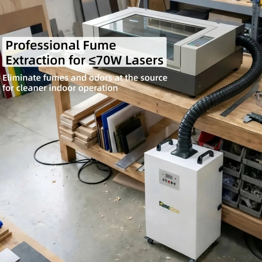 Laser Fume Extractor For 50Watt CO2 Laser Cutting Engraving Welding Machine With H13 HEPA And Carbon Filter For VOCS