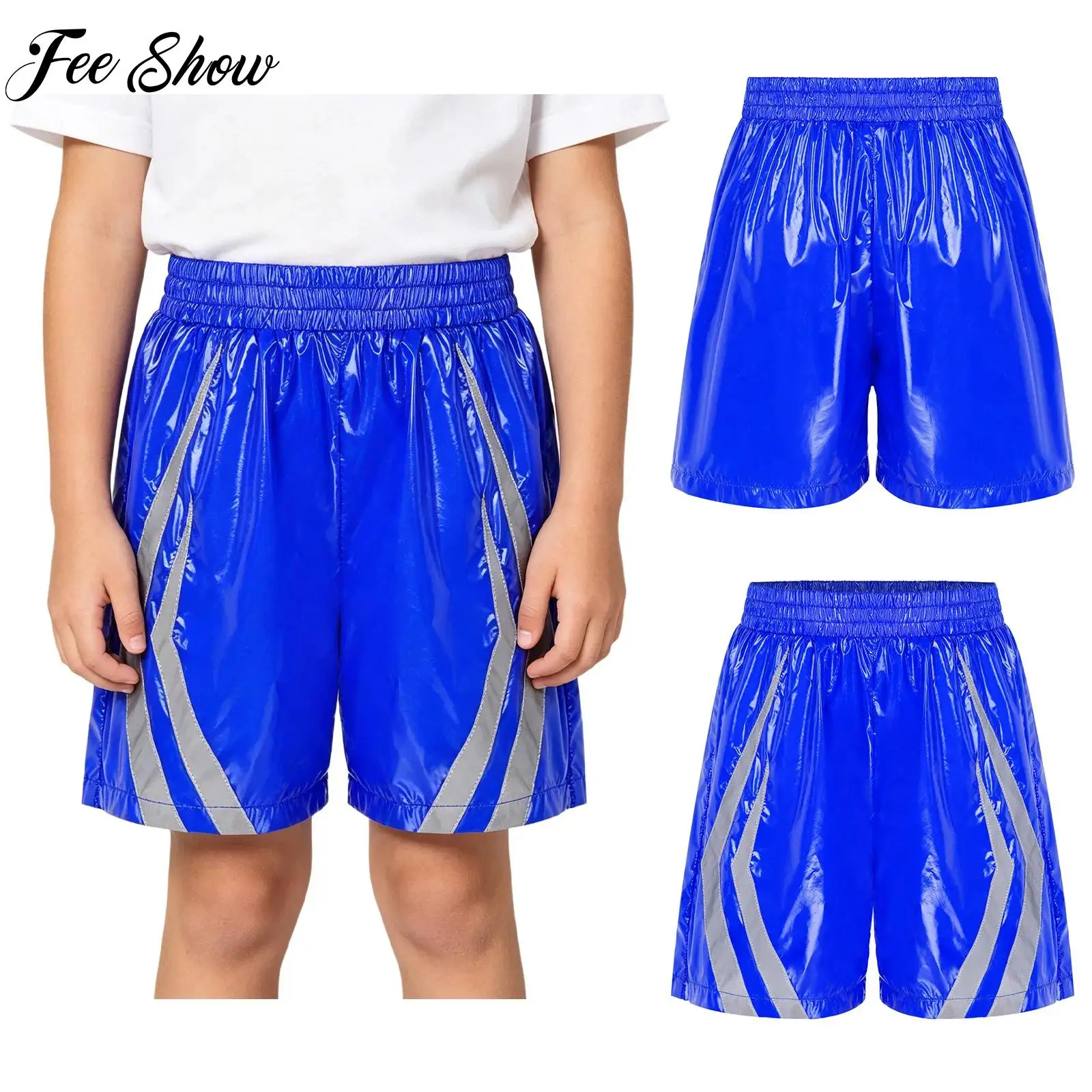 Kids Boys Girls Water Resistant Color Block Shorts Elastic Waistband Athletic Trunks Lightweight Sportswear for Running Cycling