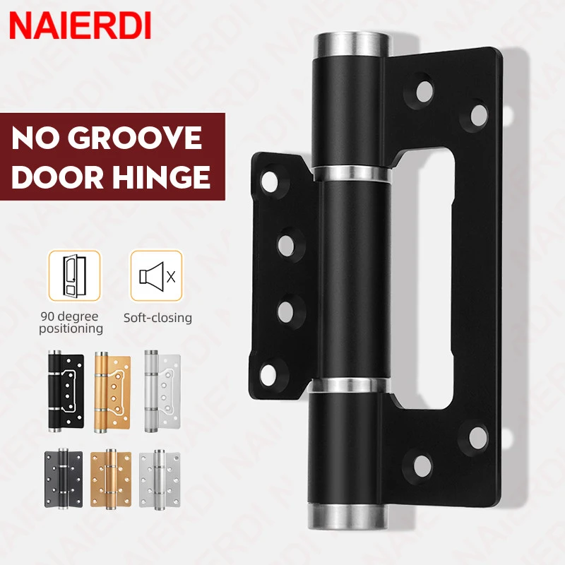 NAIERDI 2 Pieces Soft Closing Door Hinge Automatic 90° Positioning Hydraulic Door Closer 5 Inch Adjustable Door Closer Hardware