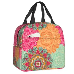 Custom Mandala Flower Deanfun Colorful Lunch Bag Men Women Cooler Warm Insulated Lunch Boxes for Kids School