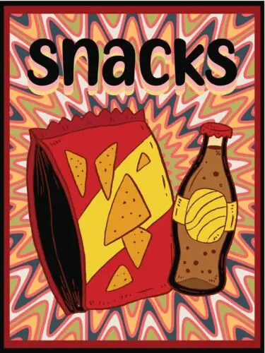 Metal plaque vintage retro style Snacks Crisps & Fizzy Classic tin door sign