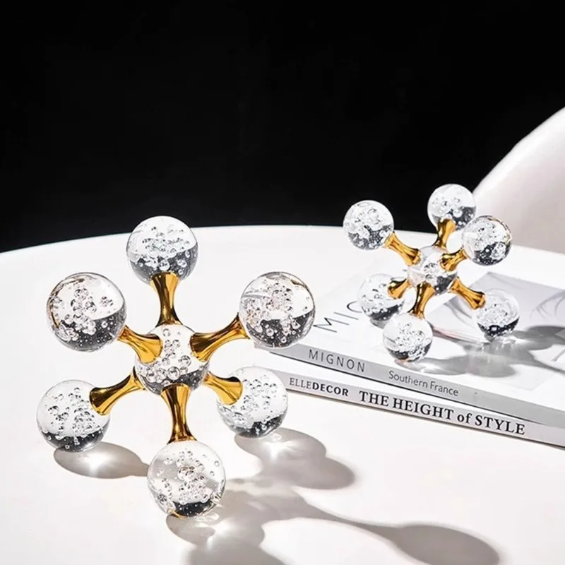 Light Luxury Crystal Geometric Molecular Ball, Crystal Decoration Craft Decoration, Desktop and Living Room Decoration