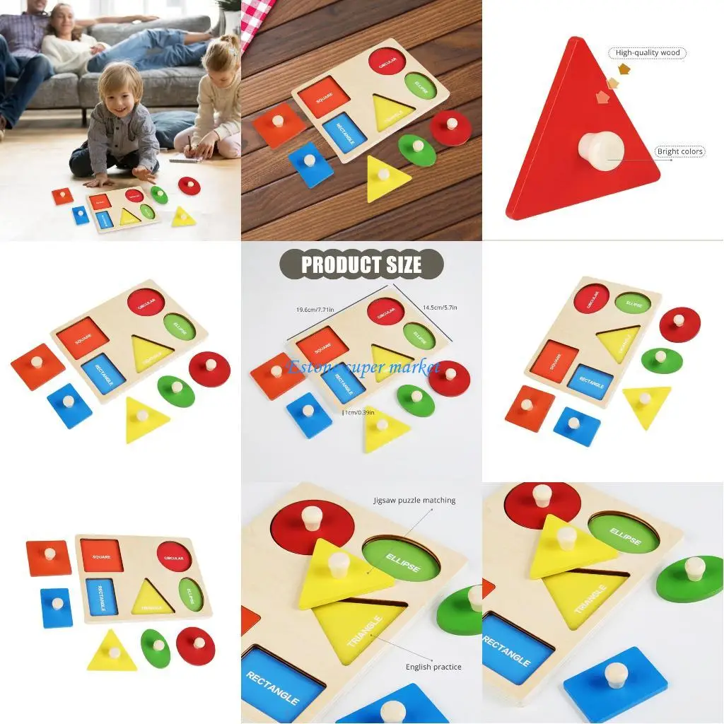 

090B деревянная головоломка, игрушка для развития мелкой моторики для малышей, форма, цвет, познание, настольная игра, игрушка