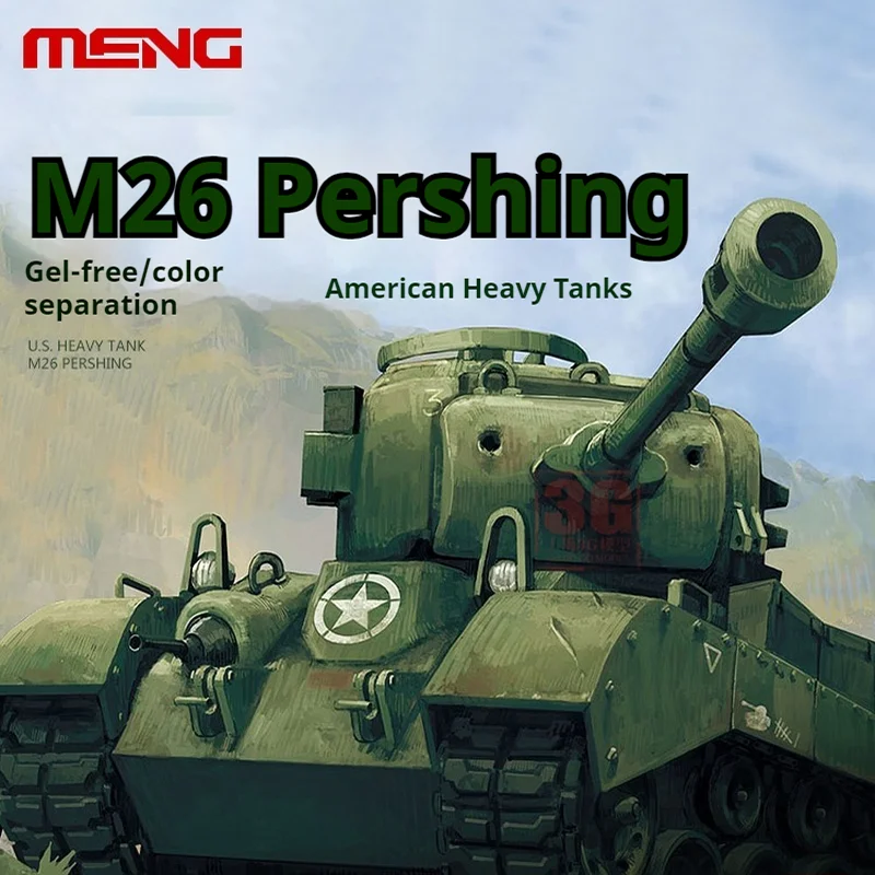 ถังประกอบโมเดล Meng Q Wwt-010 US M26รถถังหนัก Pershing ไม่ต้องใช้กาวเครื่องประดับของขวัญ