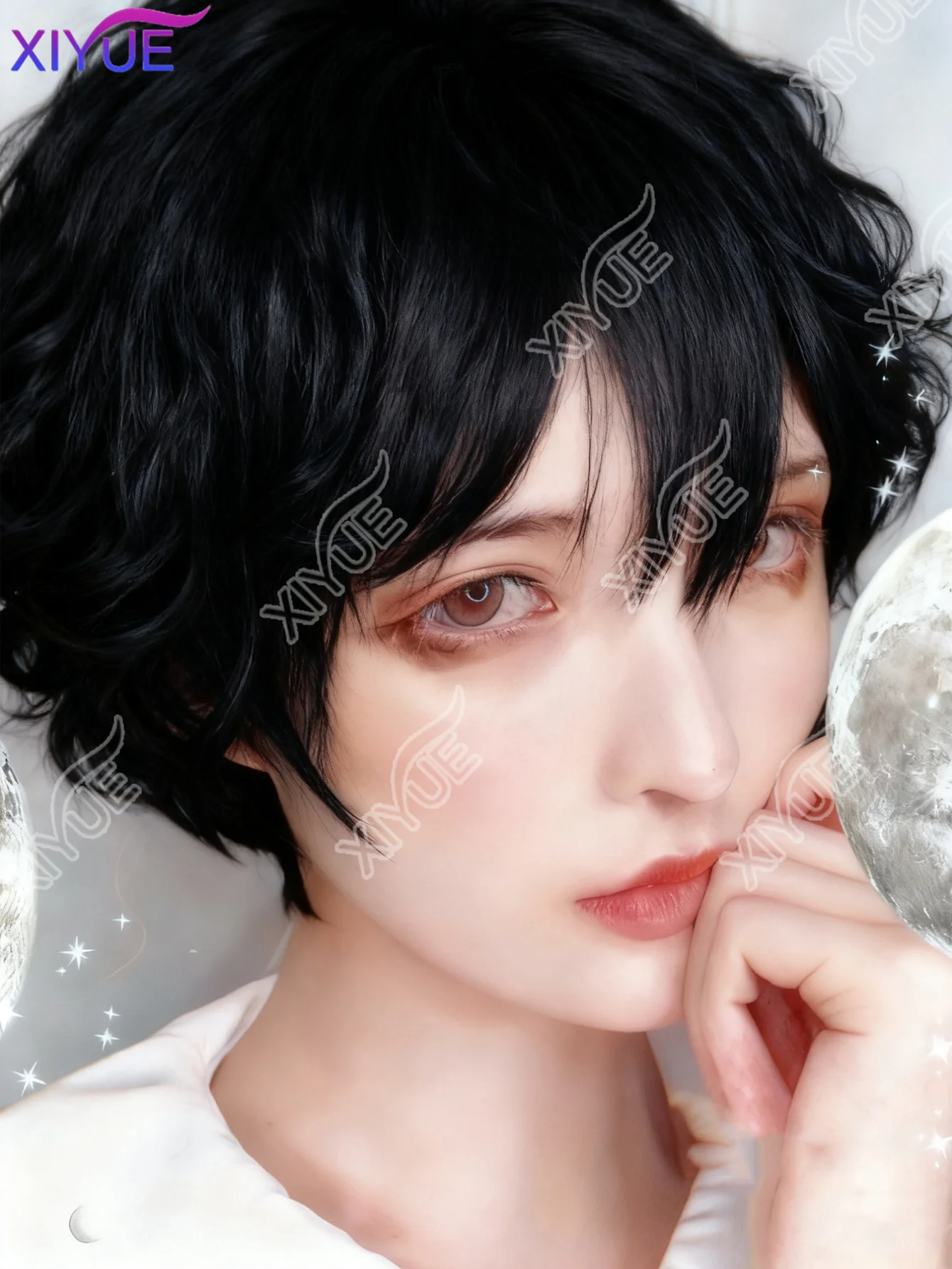 XY قصيرة الاصطناعية الرجال شعر مستعار تنفس البني الرجال الصبي قصير مستقيم تأثيري الرجال حفلة سوداء مقاومة للحرارة شعر مستعار اصطناعي #5