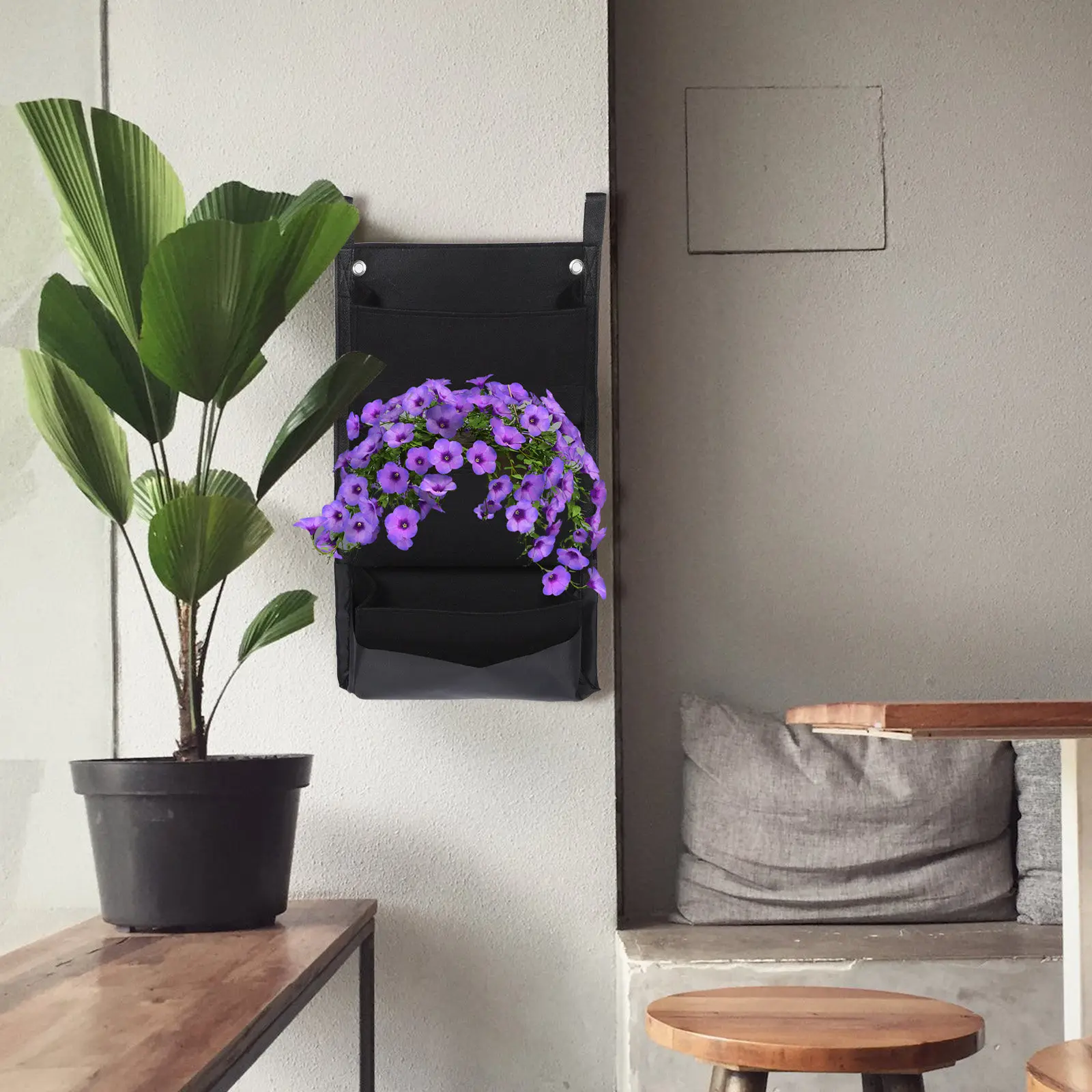 Vertical Hanging Wall Planter Large Capacity Multi-Pocket Felt Plant Growing Bag for Indoor Outdoor Balcony Garden Fence