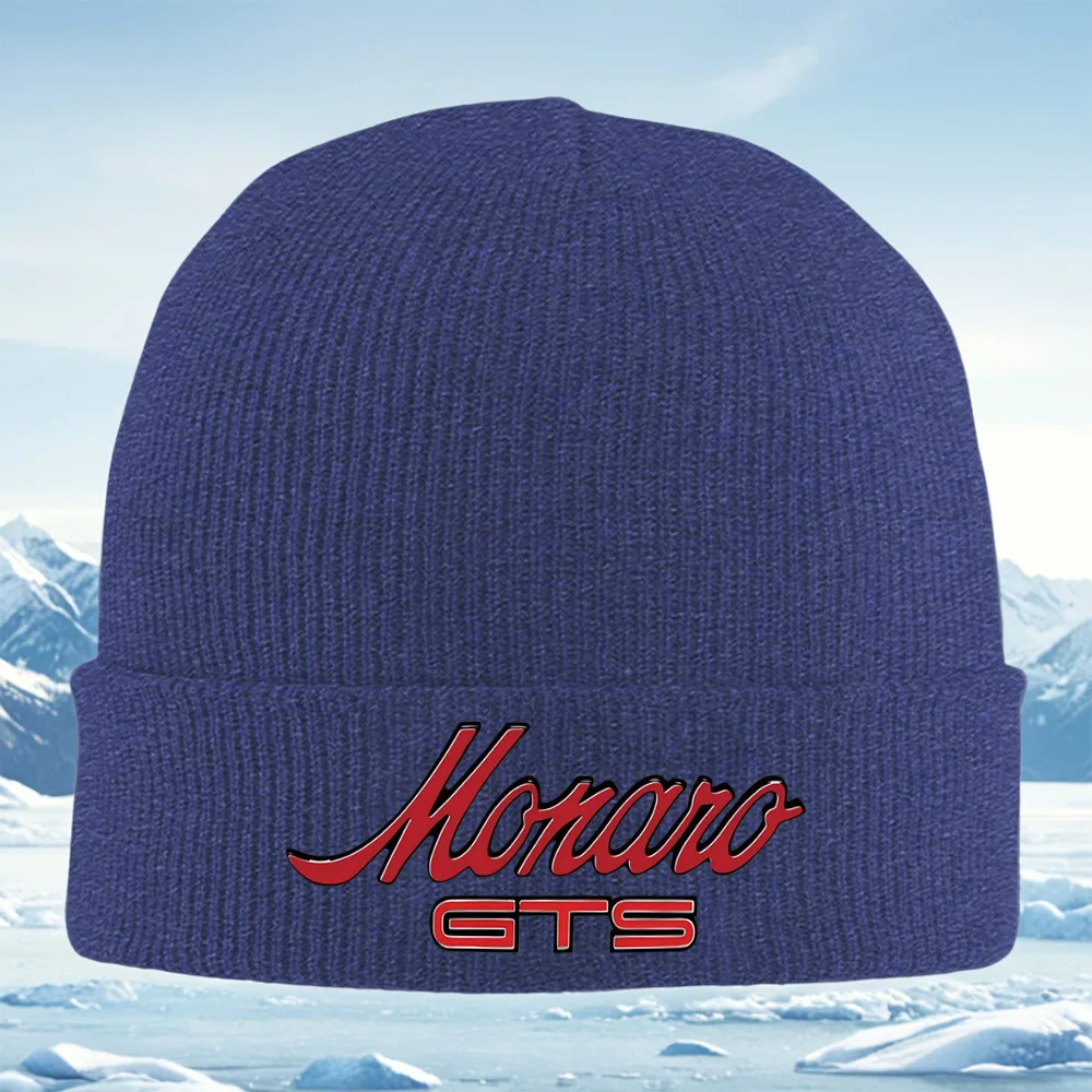 Monaro GTS elegante diseño de logotipo de texto hombres mujeres Unisex sombrero de punto gorro Jersey gorra invierno térmico cálido Navidad al aire libre Cycli