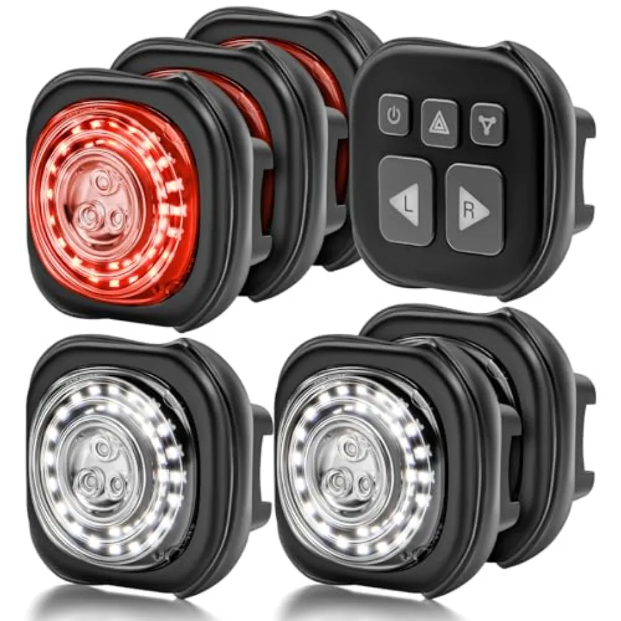 

Smart Bike Light with Remote Controller - Sync Front and Rear LED Light Set, 5 Night and Daytime Mode Turn Signals Brake Lights