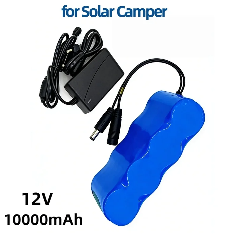 

12V 10Ah High Capacity LiFePO4 Battery with 14.6V Charger Built-in 20A BMS Same Port Protection Power Accessory for Solar Camper