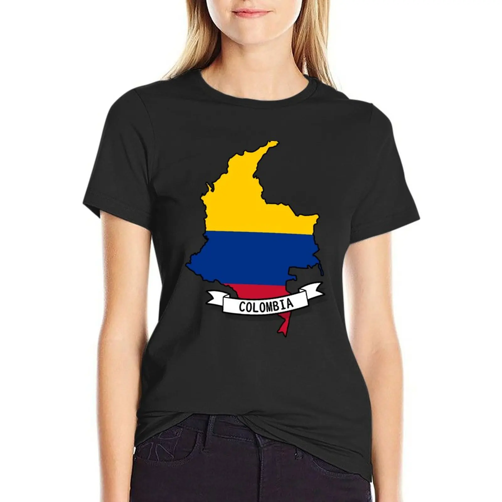 Colombia Flag Map T-Shirt Female clothing kawaii clothes tees tops for Women